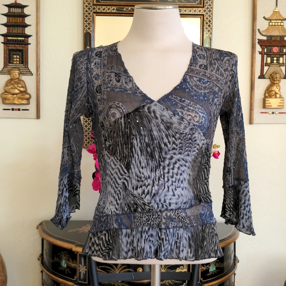 Alberto Makali Sheer Boho Patterned Top